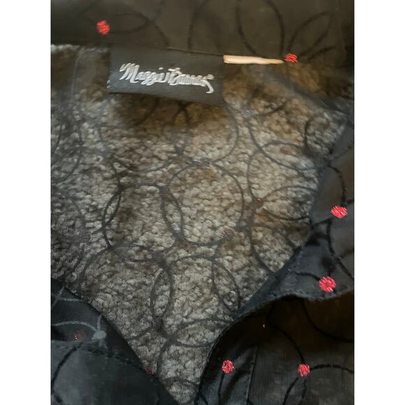 Maggie Barnes Womens/Teen Black Sheer Blouse with Circles Red Dot Design L/XL - Picture 5 of 7